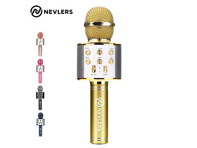 Karaoke Microphone with Wireless Bluetooth Speaker and Recording Options Easy To Use Portable Handheld Karaoke Machine for Kids and Adults GOLD