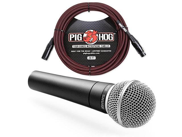 SM58 Cardioid Vocal Microphone Pig Hog Mic Cable 20ft XLR Bundle Red