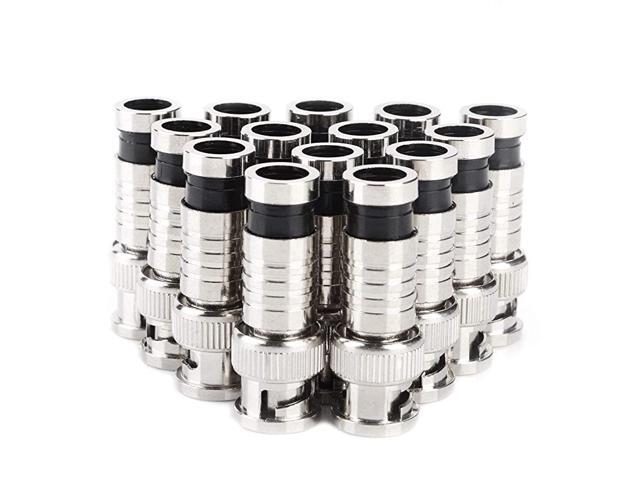 Compression ConnectorRG59 Crimper Video Plug Extension Coaxial Siamese Cable Connectors Coax Crimper Adapter 20PCS 75 Ohm Coupler with Copper Pin
