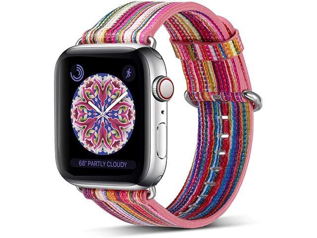 Compatible with Apple Watch Band 44mm 42mm iWatch Bands Womens for Series 6 SE 5 4 3 2 1 Durable Genuine Leather Replacement StrapAdjustable