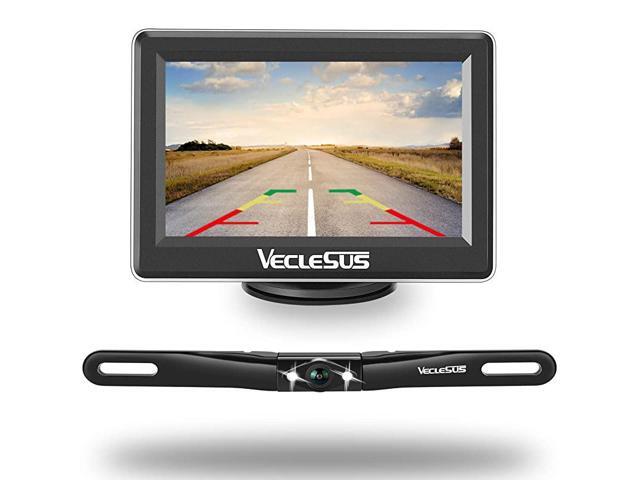 VT1 Backup Camera Kit System Car Licence Plate Backup Camera with 43 Mirror Monitor Night Vision Easy Installation Wired Rear View Camera for Cars