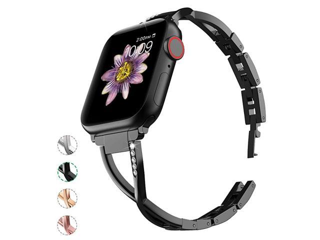 Compatible with Apple Watch Band 40mm 38mm 44mm 42mm Women Bling Wristband for iWatch SE Series 6 5 4 3 2 1 Metal Stylish Strap