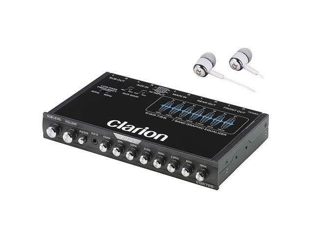 EQS755 7Band Car Audio Graphic Equalizer with Front 35mm Auxiliary Input Rear RCA Auxiliary Input and High Level Speaker Inputs