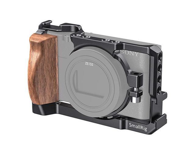 Vlog Camera Cage for Sony RX100 VI and RX100 VII Camera Fits DSCRX100 M6 and DSCRX100 M7 Camera with Wooden Handle Grip Vlogger Youtuber CCS2434