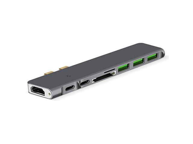 C Hub 8 in 1 Aluminum Type C Adapter MultiPort Thunderbolt 3 Dongle with 30 Ports 4K C to HDMI SDTF Card Reader 100W PD Fast Charger for MacBook