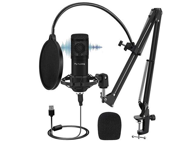 USB Microphone Kit Cardioid Condenser Microphone Kit with 192KHZ24Bit Studio Mic Sound Chipset Scissor Arm Plug Play Recording Microphone for PC