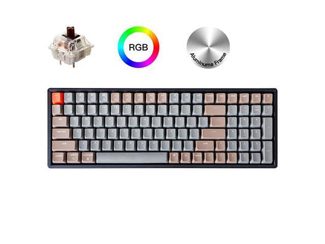 K4 Wireless BluetoothUSB Wired Gaming Mechanical Keyboard Compact 100 Keys RGB LED Backlit Gateron Brown Switch NKey Rollover Aluminum Frame for