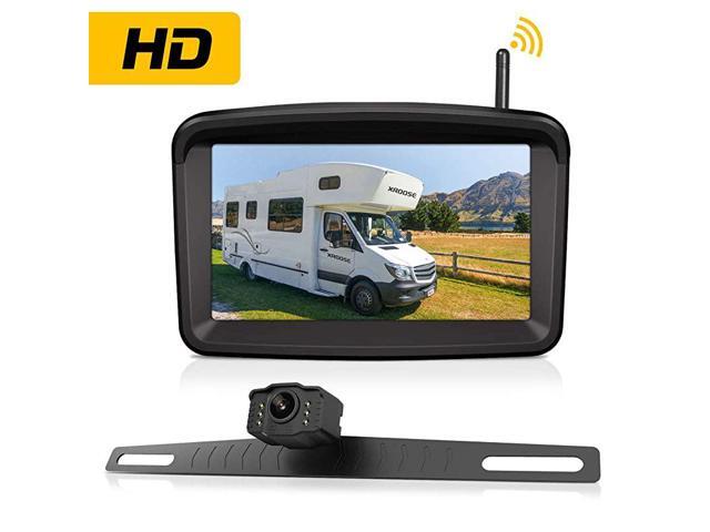 Backup Camera 5 Monitor 720P HD License Plate Reverse Camera w Stable Signal for Rear View CarPickupSemi Box TruckSedanRvVanCamper Suitable Driving