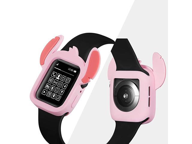 Store Lovely Cartoon Stitch Cover Compatible with Apple Watch Series 45 Soft Silicone Protector Bumper Frame Protective Double Color Case for