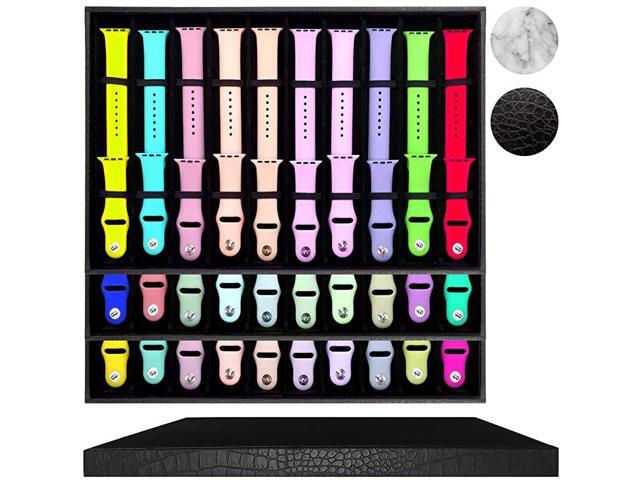 Stackable Luxurious Storage Case Organizer for Apple Watch Bands Stores 1020 Smartwatch Straps Black Snakeskin