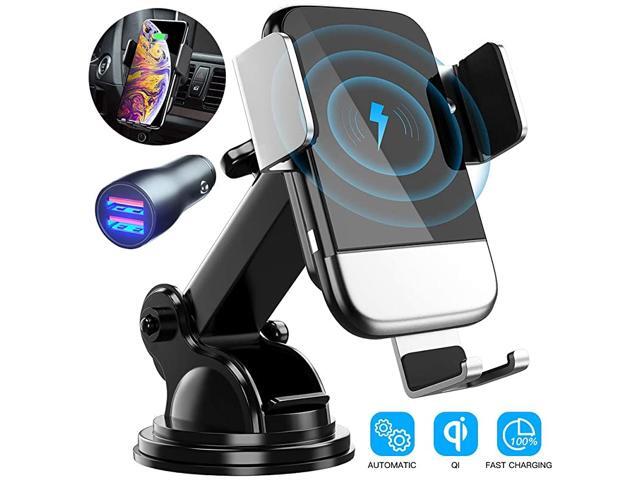 Wireless Car Charger Qi AutoClamping Air Vent Dashboard Car Phone Holder QC30 Car Charger 10W Compatible for Galaxy S10S10+S9Charging for iPhone