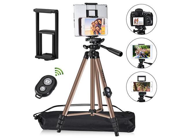Tripod for iPad iPhone Camera Tablet 50inch Aluminum Alloy Tripod 2020 Upgrade + Wireless Remote + 2 in 1 Mount Holder for Smartphone Width