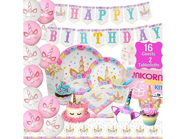Party Supplies Kit Birthday Party Supplies Headband Cake Topper Cupcake Wrappers Popcorn Boxes Party Favors Bags Napkins Plates Cups 2 Table