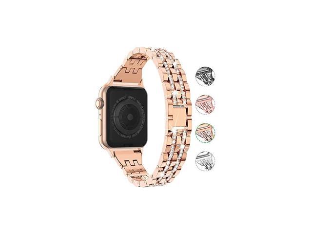 Compatible with Apple Watch Band 38mm 40mm 42mm 44mm for Women Rhinestone Metal Jewelry Wristband Strap Replacement for iWatch Bracelet SE Series