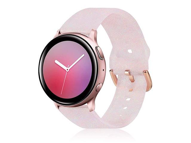 Compatible with Samsung Galaxy Watch 42mmGalaxy Watch Active 2 40mm 44mmGalaxy Watch 3 41mm Bands 20mm Shiny Bling Glitter Soft Silicone Strap