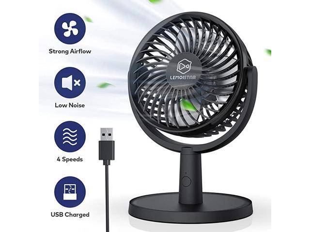 Desk Fan USB Powered Desktop Fan with 4 Speeds Small but Powerful Strong Airflow Work Quiet 310° Adjustment Portable Personal Air Circulator Fan