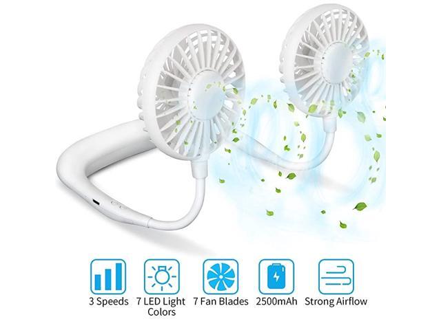 Portable Neck fanpersonal wearable hands free hanging fan lazy neckband Battery operated fan usb rechargeable mini necklace sports fan with 3