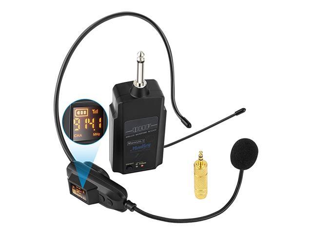 Wireless Microphone Headset UHF Wireless Headset Mic System LED Display160ft Range Headset Mic and Handheld Mic 2 in 1 1814 Plug for Voice
