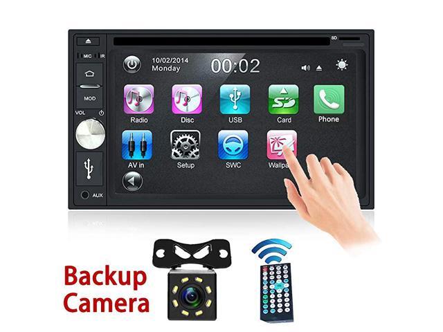 Free Backup Camera Included + Double Din Car Stereo DVD Player Radio Bluetooth 2 Din Capacitive Touch Screen Support USB SD 1080P Multi Language