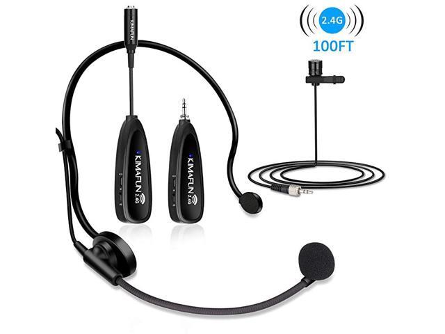 Wireless Microphone System 24G Wireless Headset and Lavalier Lapel Microphones For iPhone Android Phone Laptop and Speaker designed for Teaching