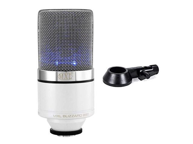 Mics 990 Blizzard Condenser Microphone with Blue LED Lights for Podcasting Voice Overs Studio Recordings