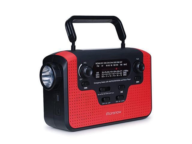 Real NOAA Alert Weather Radio with Alarm IS388 Solar Hand Crank Emergency AMFMSWWB Radio TF Card Speaker LED Flashlight Reading Camping Lamp