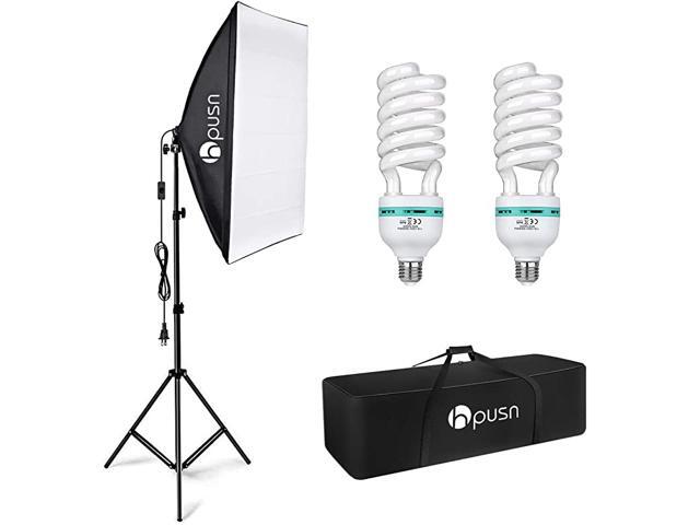 Softbox Lighting Kit Photography Studio Light with 20inch X 28inch Reflector and 2pcs 85W 5500K E27 Bulb Professional Photo Studio Equipment for