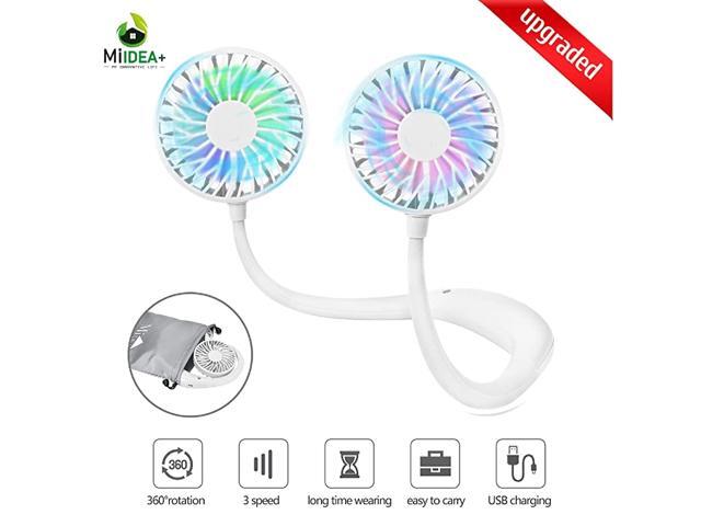 Neck Fan Upgraded Hand Free Personal Fans Rechargeable USB Fans Soft Material for Long Time Wearing Carrying Pouch included 3 Speeds 360 Degree