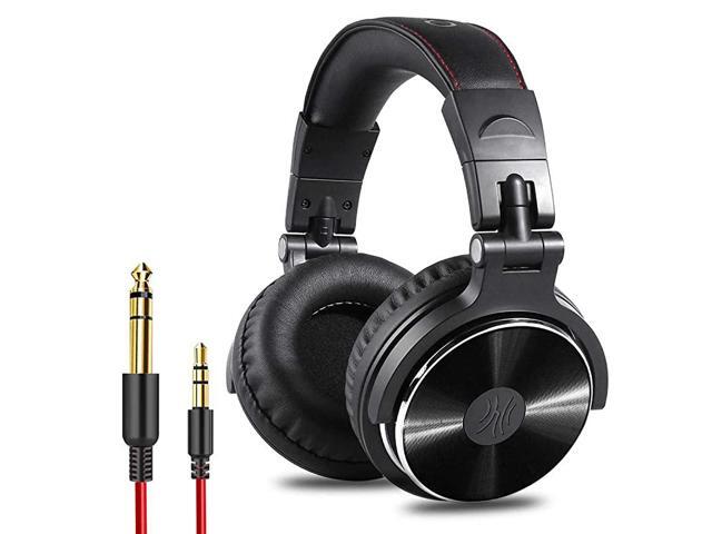 Wired Over Ear Headphones Studio Monitor Mixing DJ Stereo Headsets with 50mm Neodymium Drivers and 14 to 35mm Audio Jack for AMP Computer Recording