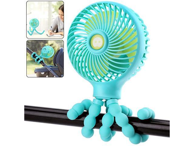Handheld Stroller Fan Personal Portable Fan with USB or 2600mAh Battery Rechargeable Baby Car Seat Fan with Flexible Tripod Desk Fan for Golf Cart