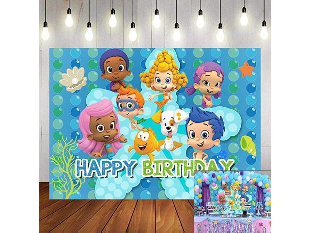 Bubble Guppies Theme Photography Backdrop Ocean Bubble Children Princess Happy Birthday Party Decoration Photo Background Newborn Baby Shower Cake
