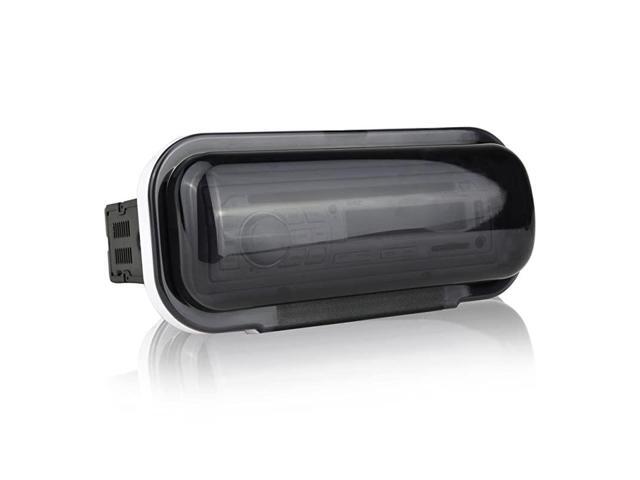 Water Resistant Marine Stereo Cover Smoke Colored Heavy Duty Boat Radio Protector Shield with Flipup Door Spring Loaded Release Mounting Gasket