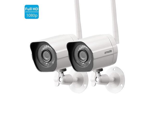 1080p Full HD Outdoor Wireless Security Camera System 2 Pack Smart Home Indoor Outdoor WiFi IP Cameras with Night Vision Compatible with Alexa