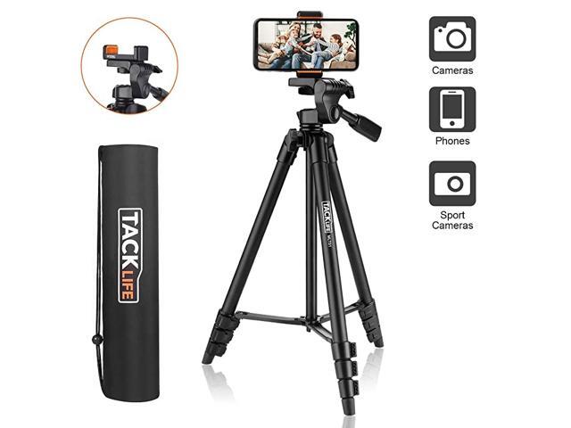 Tripod 55Inch Aluminum TravelCameraPhone Tripod with Carry Bag Maximum Load Capacity 66 LB 14 Mounting Screw for Phone Camera Traveling Laser