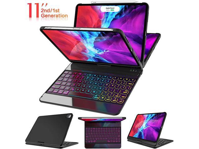 Pro 11 Case with Keyboard 20202018 1st 2nd Generation 360 Rotatable WirelessBT Backlit 17 Color Auto Sleep Wake Support Apple Pencil 2nd Gen