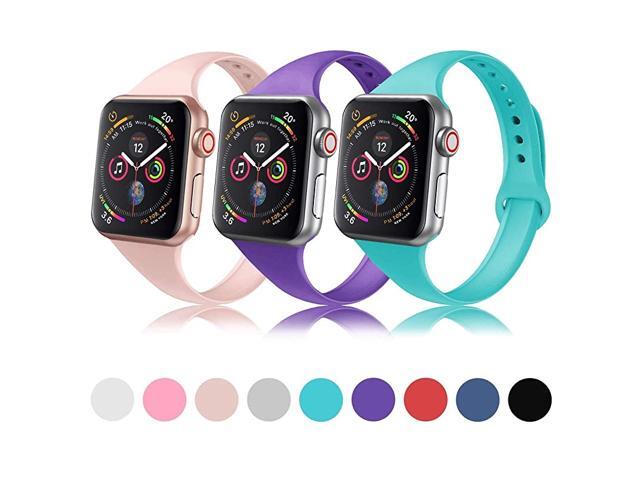 Sport Slim Silicone Band Compatible for Apple Watch Band 38mm 42mm 40mm 44mm Thin Soft Narrow Replacement Strap Wristband for iWatch Series 54321