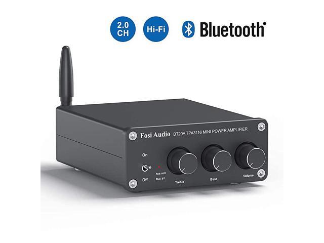 Bluetooth 50 Stereo Audio 2 Channel Amplifier Receiver Mini HiFi Class D Integrated Amp 20CH for Home Speakers 100W x 2 with Bass and Treble