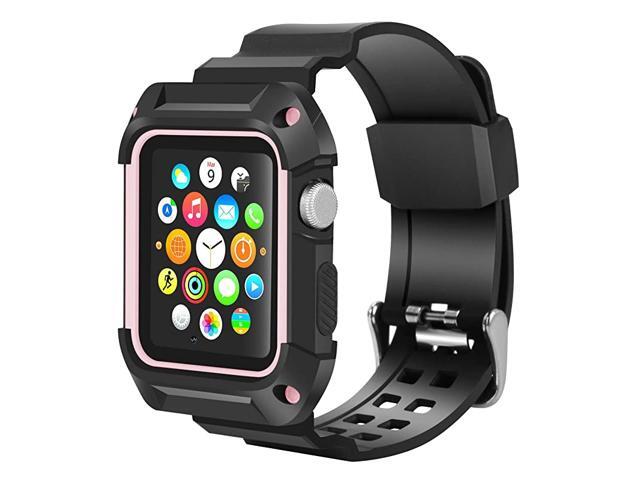 Replacement for Apple Watch Band 42mm Rugged Sports Protective Frame iWatch Case with Band for Apple Watch Series 3 Series 2 Series 1 Men Women Boy