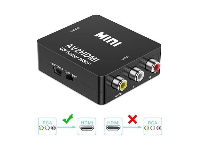 RCA to HDMI Converter 1080P Mini CVBS to HDMI Composite Video Audio Converter AV to HDMI Converter Supports NTSC PC Laptop Xbox PS4 PS3 TV STB VHS