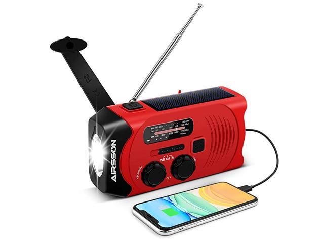SOS 2000mAh Emergency Solar Hand Crank Portable RadioNOAA Weather Radio for Household and Emergency with AMFMLED FlashlightReading LampUSB