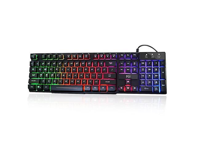 RK100+ Multiple Color Rainbow LED Backlit Large Size USB Wired Mechanical Feeling Multimedia PC Gaming KeyboardOffice Keyboard for Working or