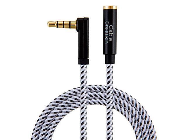 Headphone Extension Cable 90 Degree TRRS 35mm Male to Female Audio Extension Cable 4ConductorMicrophone Compatible 6 Feet
