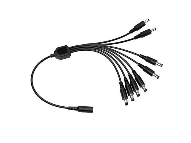 DC 1 Female to 8 Male Output Power Splitter Cable Y Adapter For CCTV Accessories Black