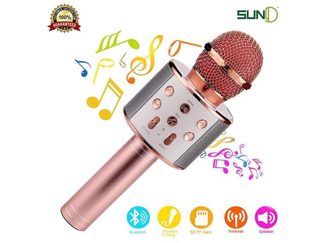 Wireless Bluetooth Karaoke Microphone with Speaker Record Function Best Gift Singing Toy for Kid Rose Gold