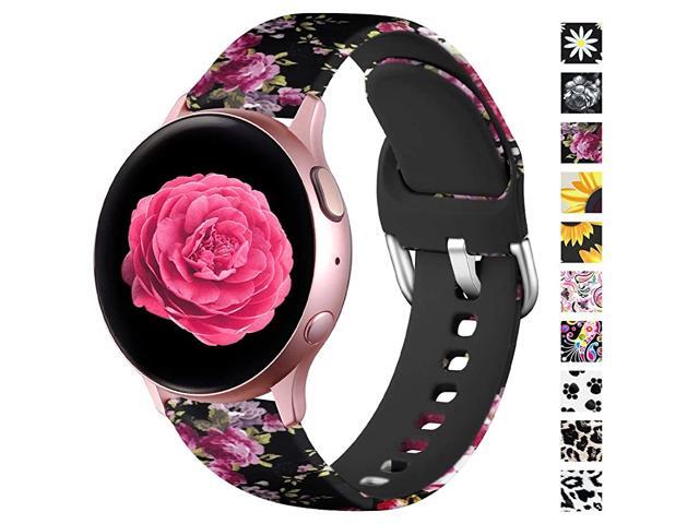 Floral Bands Compatible with Samsung Galaxy Watch Active 2 40mm 44mm ActiveGalaxy Watch 42mm 20mm Soft Silicone Replacement Bands for Smartwatch