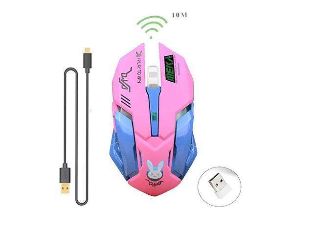 Gaming MouseRechargeable 24Ghz Wireless Mice with USB Receiver7 Colors Backlit Silent Buttons for MacBook Computer PC Laptop 600Mah Lithium Battery