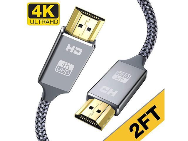4K HDMI Cable 2FT HDMI Cord High Speed 18Gbps HDMI to HDMI Cable4K 3D 2160P 1080P Ethernet 28AWG Braided HDMI 20 Cable Audio Return Compatible UHD