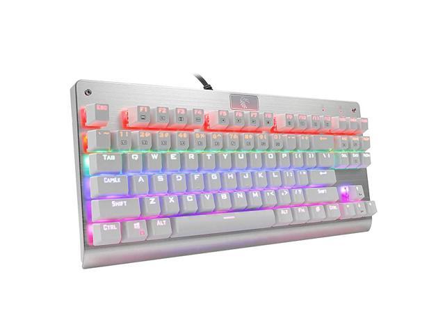 Z77 Mechanical Gaming Keyboard Multicolor LED Backlit with Red SwitchesTenkeyless 87 Keys AntiGhosting for Mac PC White