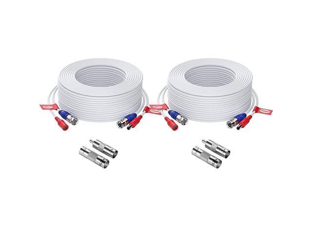 2 Pack 100ft 30 Meters 2in1 Video Power Cable BNC Extension Surveillance Camera Cables for Video Security Systems Included 2X BNC Connectors and 2X