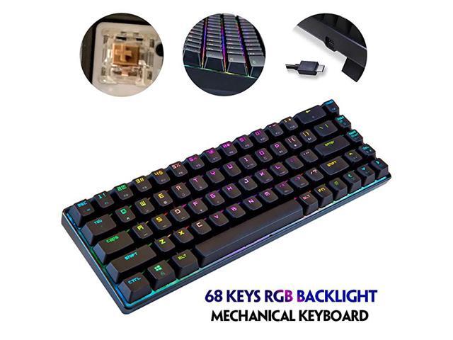 RGB Gaming Office 60 Percent Mechanical Keyboard USB 68 Keys Backlit Antighosting Keyboard for PC LaptopBlue Red Brown Switch Brown Switch